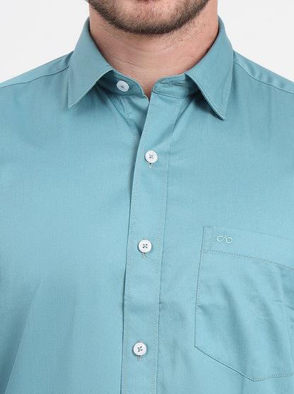 Sea Green Solid Smart Fit Semi Casual Shirt | JadeBlue