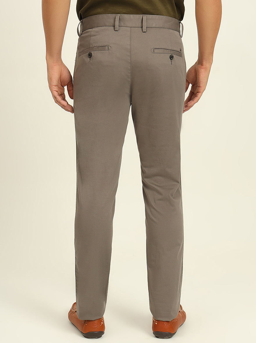 Grey Solid Uno Fit Casual Trouser | JadeBlue