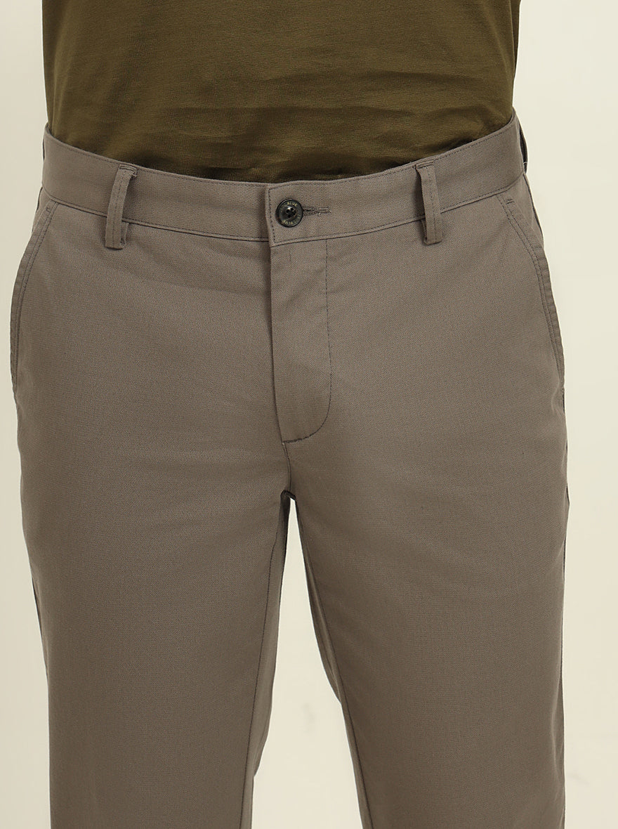 Grey Solid Uno Fit Casual Trouser | JadeBlue