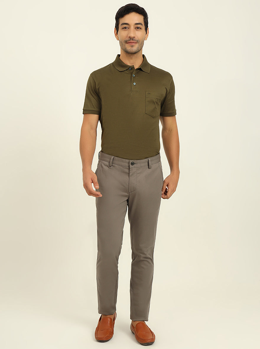 Grey Solid Uno Fit Casual Trouser | JadeBlue