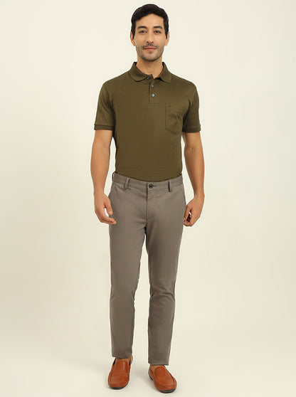 Grey Solid Uno Fit Casual Trouser | JadeBlue