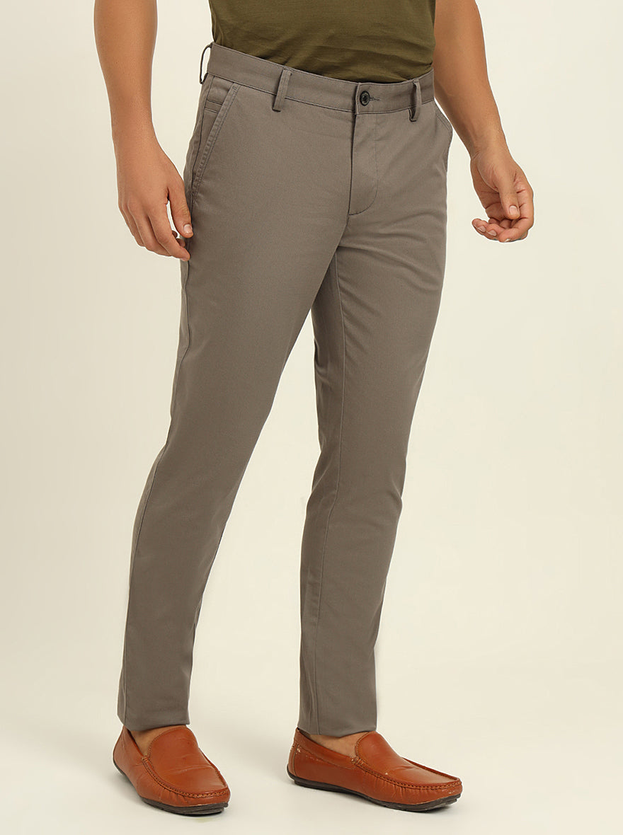 Grey Solid Uno Fit Casual Trouser | JadeBlue