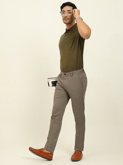 Grey Solid Uno Fit Casual Trouser | JadeBlue