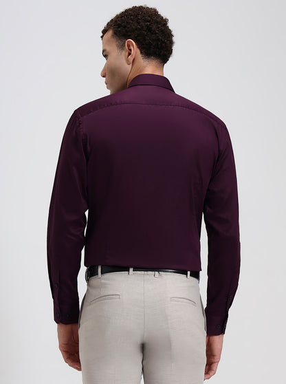 Dark Purple Solid Slim Fit Formal Shirt | Metal