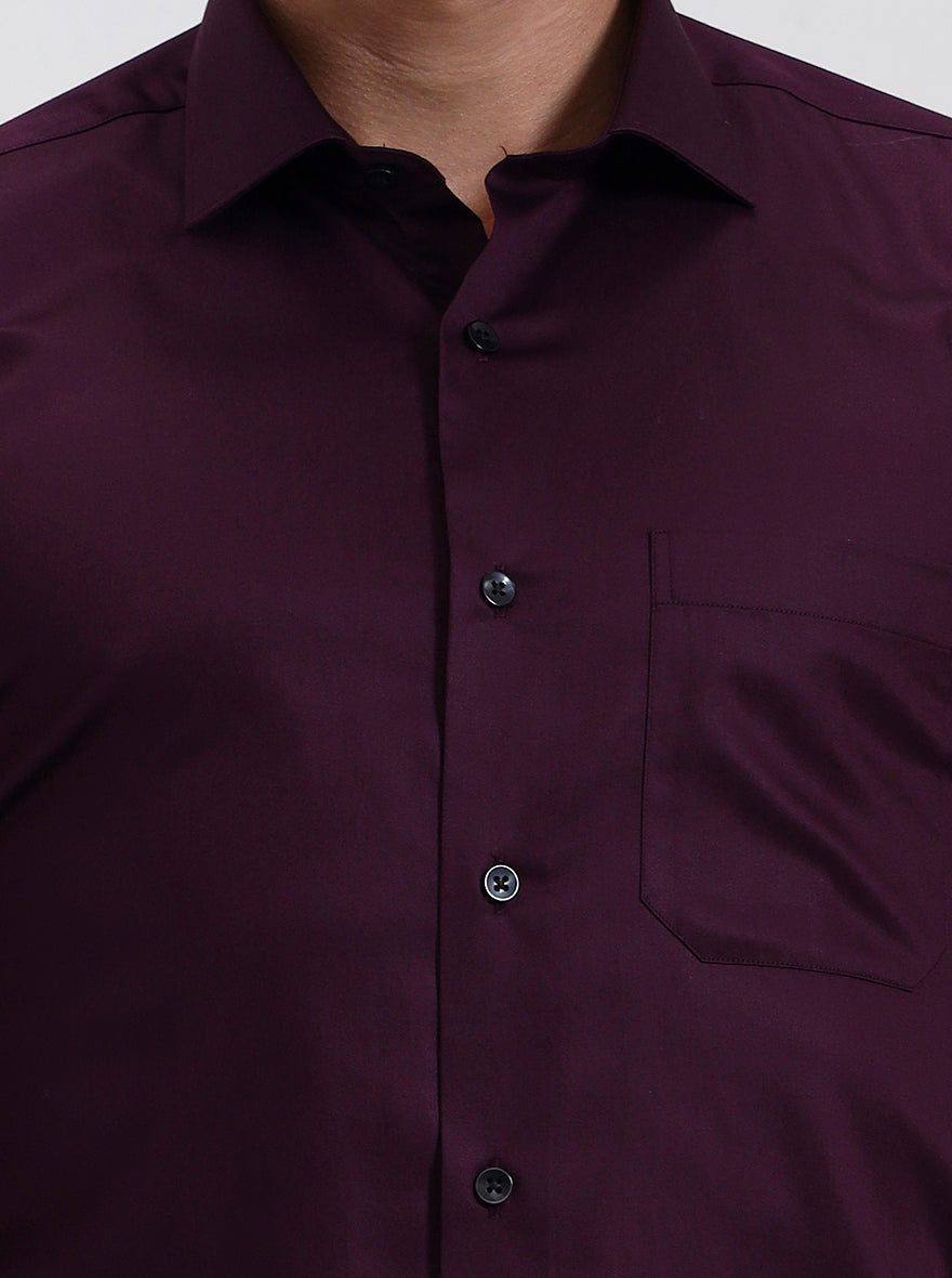 Dark Purple Solid Slim Fit Formal Shirt | Metal