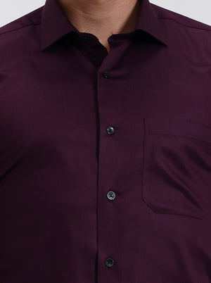 Dark Purple Solid Slim Fit Formal Shirt | Metal