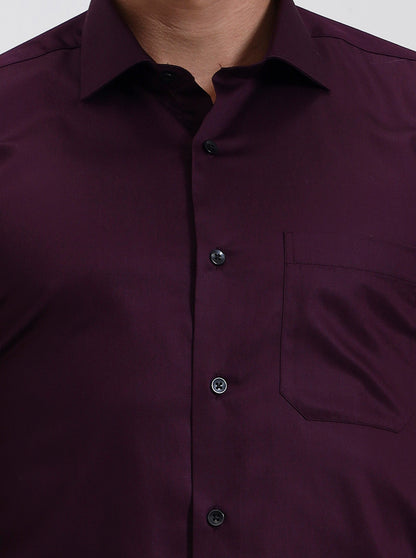 Dark Purple Solid Slim Fit Formal Shirt | Metal