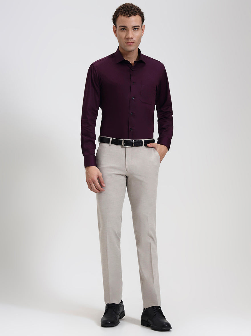 Dark Purple Solid Slim Fit Formal Shirt | Metal