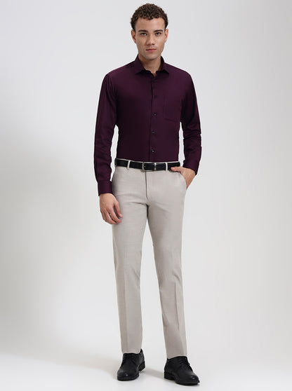 Dark Purple Solid Slim Fit Formal Shirt | Metal