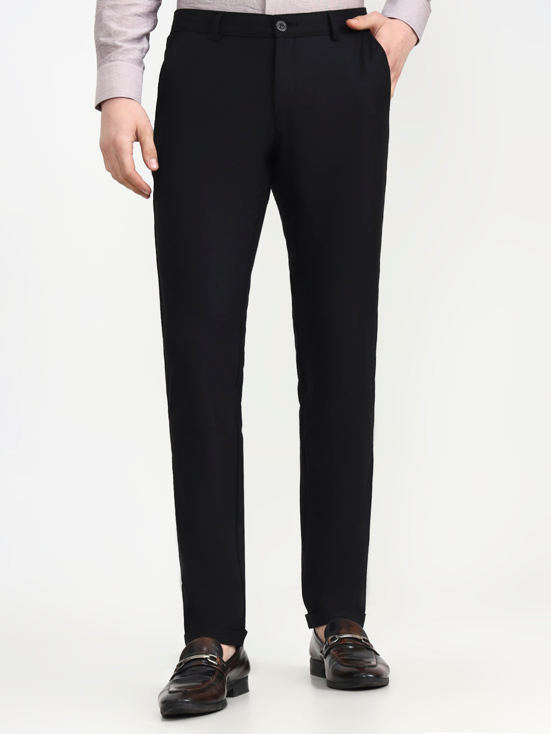 Black Solid Slim Fit Club Wear Trouser | Wyre