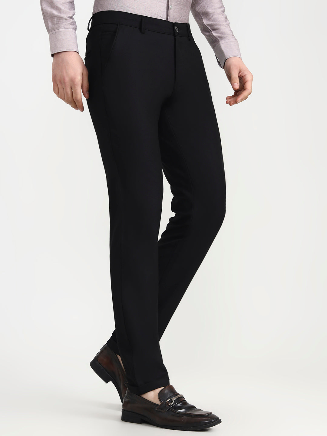 Black Solid Slim Fit Club Wear Trouser | Wyre
