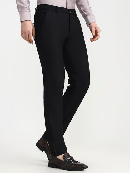 Black Solid Slim Fit Club Wear Trouser | Wyre