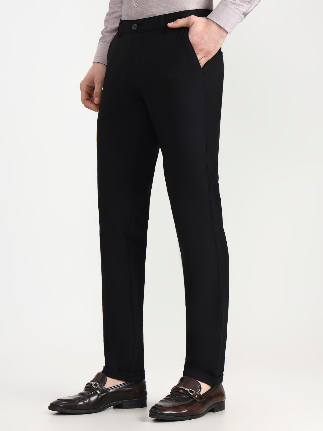 Black Solid Slim Fit Club Wear Trouser | Wyre