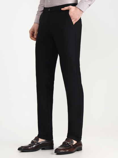 Black Solid Slim Fit Club Wear Trouser | Wyre
