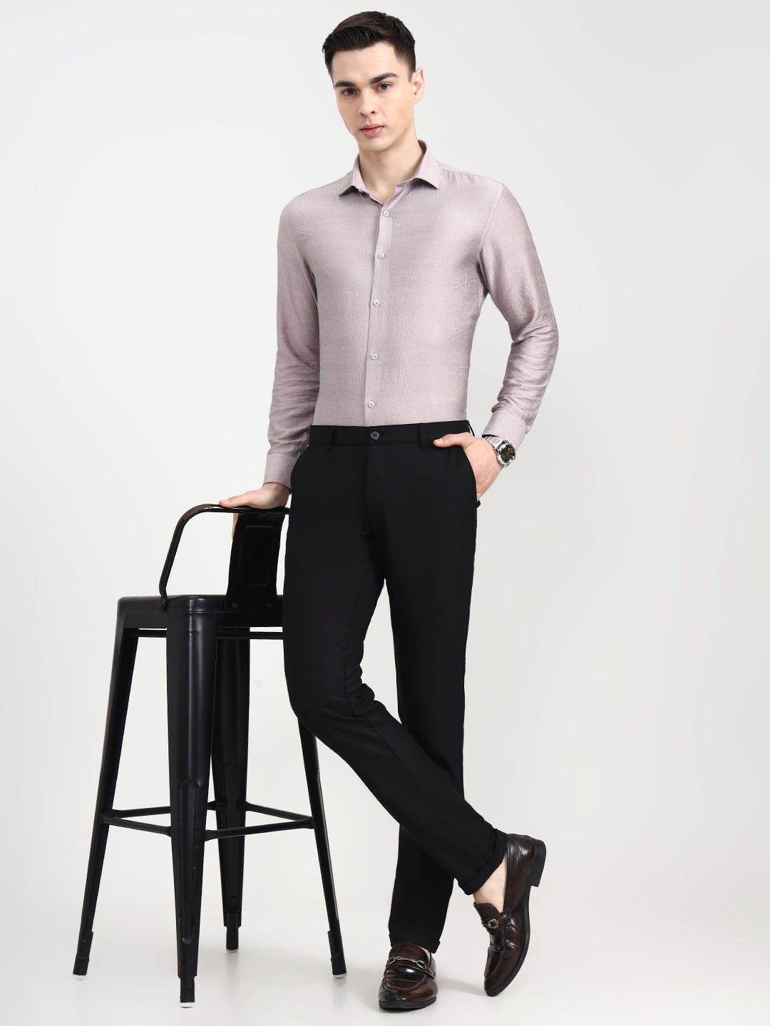 Black Solid Slim Fit Club Wear Trouser | Wyre