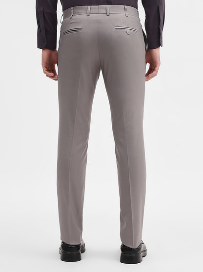 Light Grey Solid Slim Fit Formal Trouser | JadeBlue Super Luxe