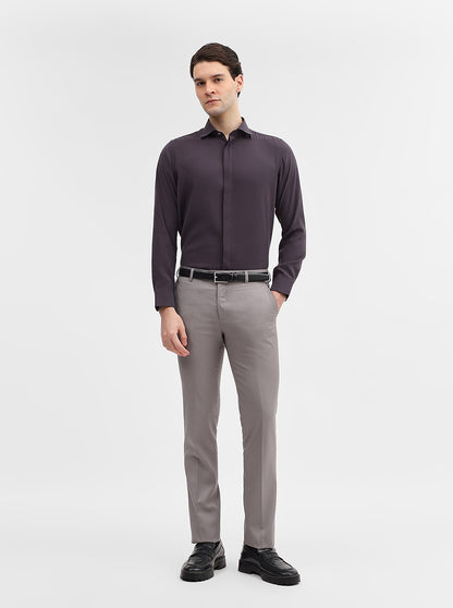 Light Grey Solid Slim Fit Formal Trouser | JadeBlue Super Luxe