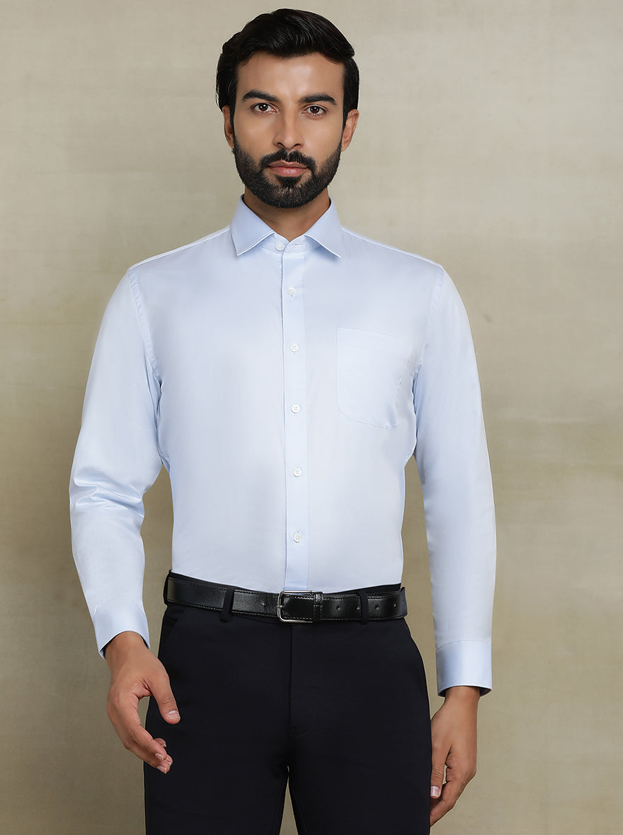 Light Blue Solid Regular Fit Formal Shirt | JadeBlue