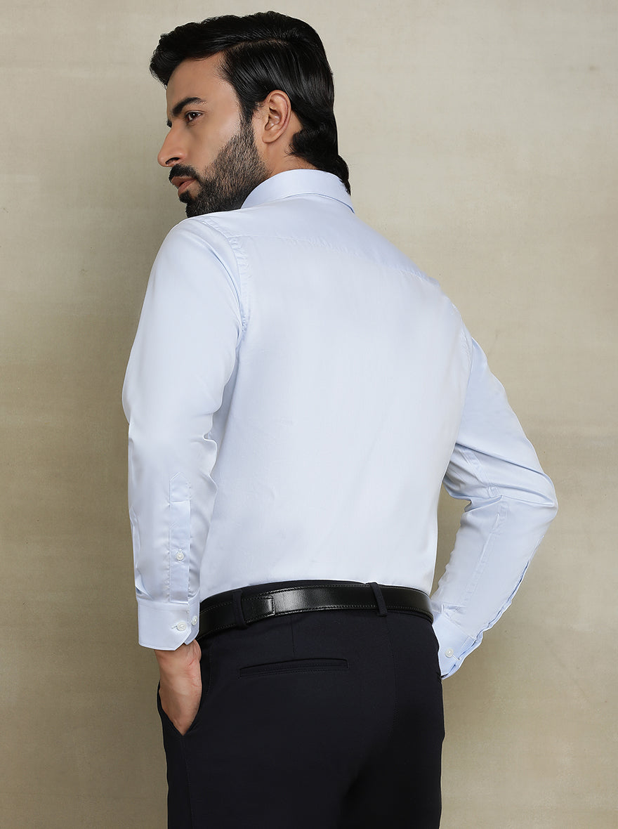 Light Blue Solid Regular Fit Formal Shirt | JadeBlue