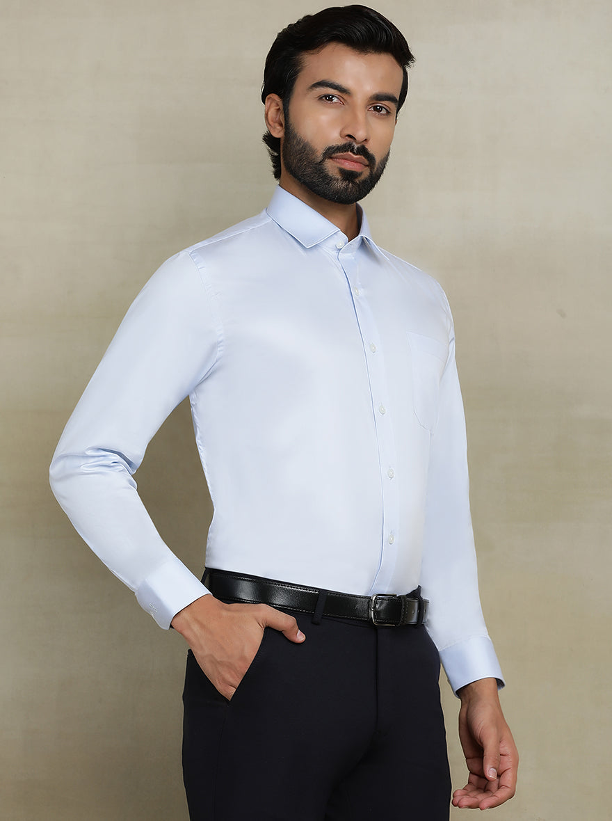 Light Blue Solid Regular Fit Formal Shirt | JadeBlue