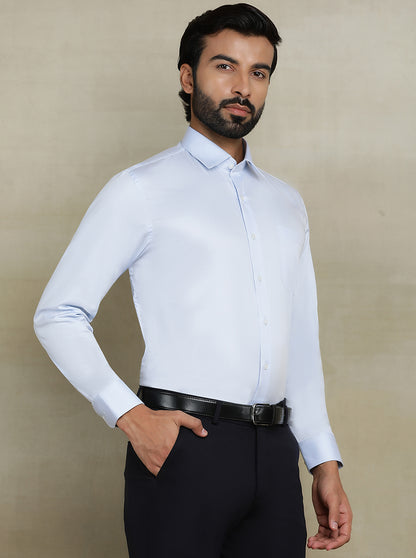Light Blue Solid Regular Fit Formal Shirt | JadeBlue