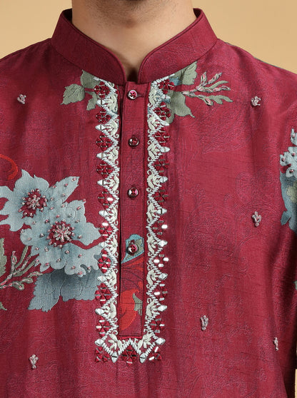 Red Printed Kurta Pajama | TULA