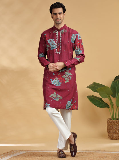 Red Printed Kurta Pajama | TULA