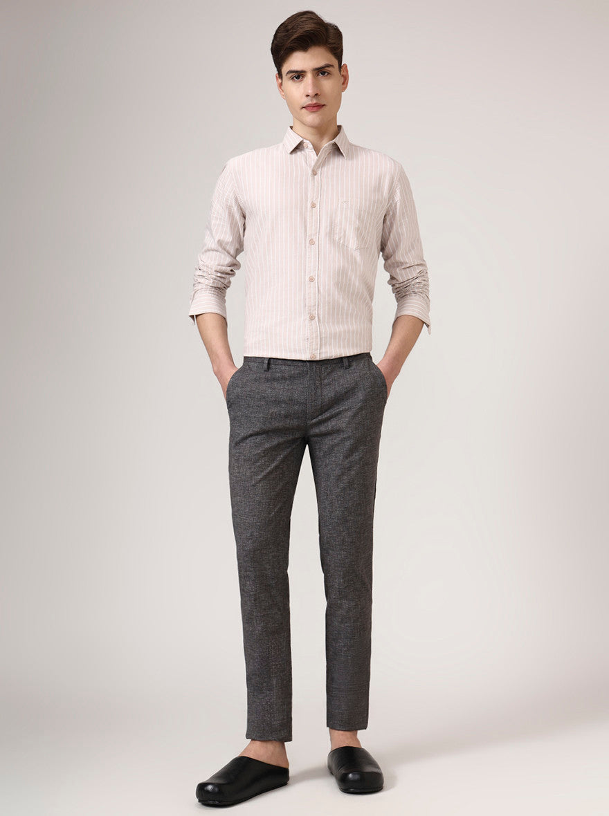 Black Solid Uno Fit Casual Trouser | JadeBlue