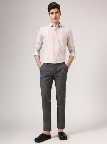 Black Solid Uno Fit Casual Trouser | JadeBlue