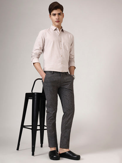 Black Solid Uno Fit Casual Trouser | JadeBlue