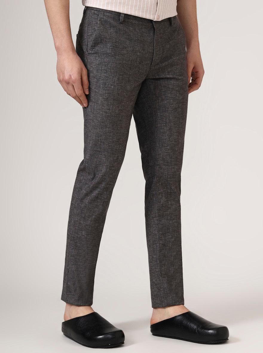 Black Solid Uno Fit Casual Trouser | JadeBlue