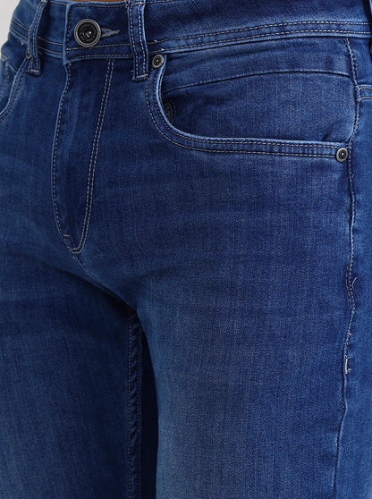 Slubby Mid Blue Washed Slim Fit Jeans | JadeBlue