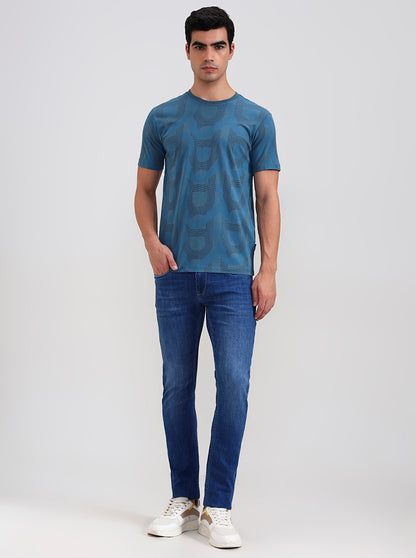 Slubby Mid Blue Washed Slim Fit Jeans | JadeBlue