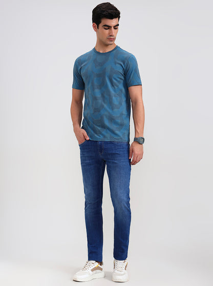 Slubby Mid Blue Washed Slim Fit Jeans | JadeBlue