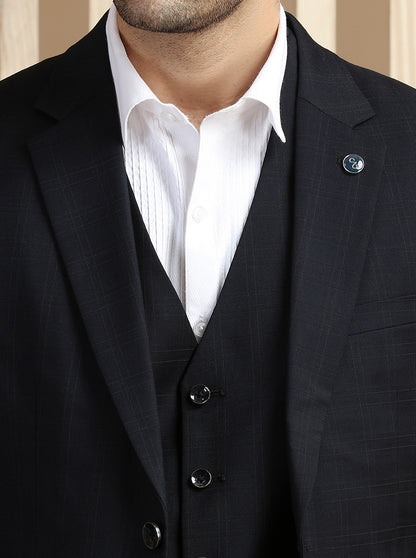 Black Self Textured Suit | JadeBlue