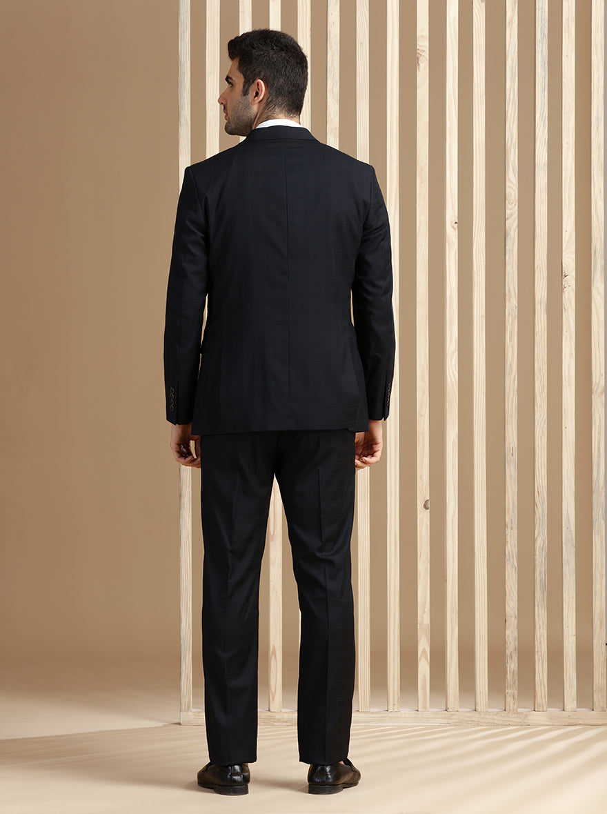 Black Self Textured Suit | JadeBlue