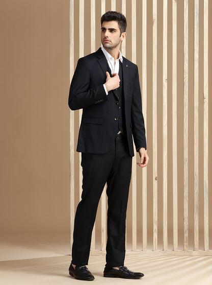 Black Self Textured Suit | JadeBlue