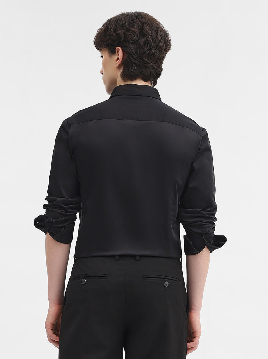 Black Solid Slim Fit Casual Shirt | JadeBlue