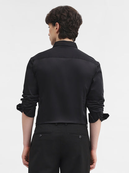 Black Solid Slim Fit Casual Shirt | JadeBlue