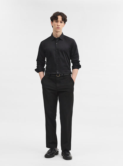 Black Solid Slim Fit Casual Shirt | JadeBlue
