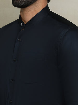 Black Solid Slim Fit Formal Shirt | Metal