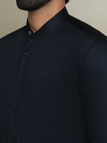 Black Solid Slim Fit Formal Shirt | Metal