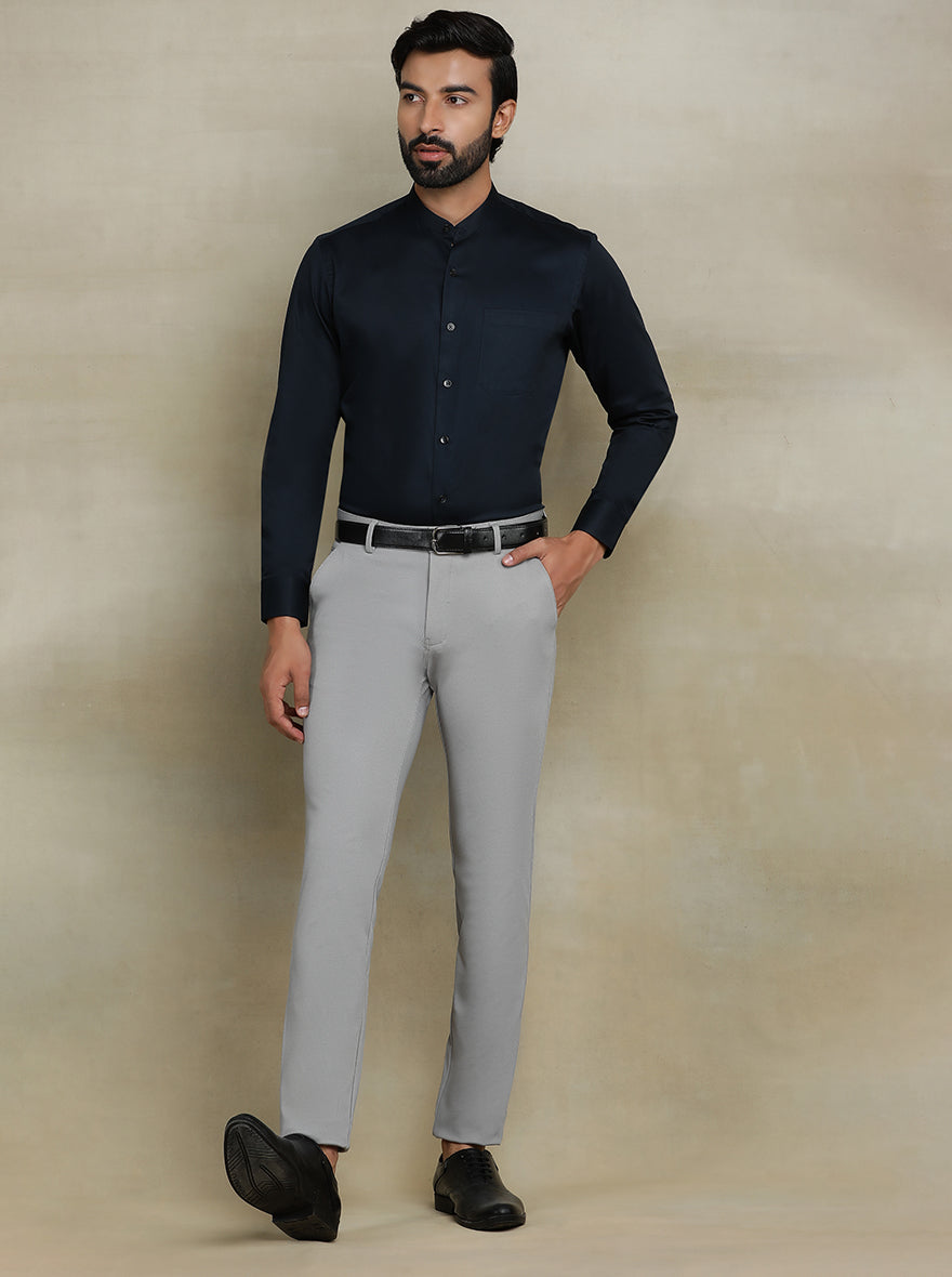 Black Solid Slim Fit Formal Shirt | Metal