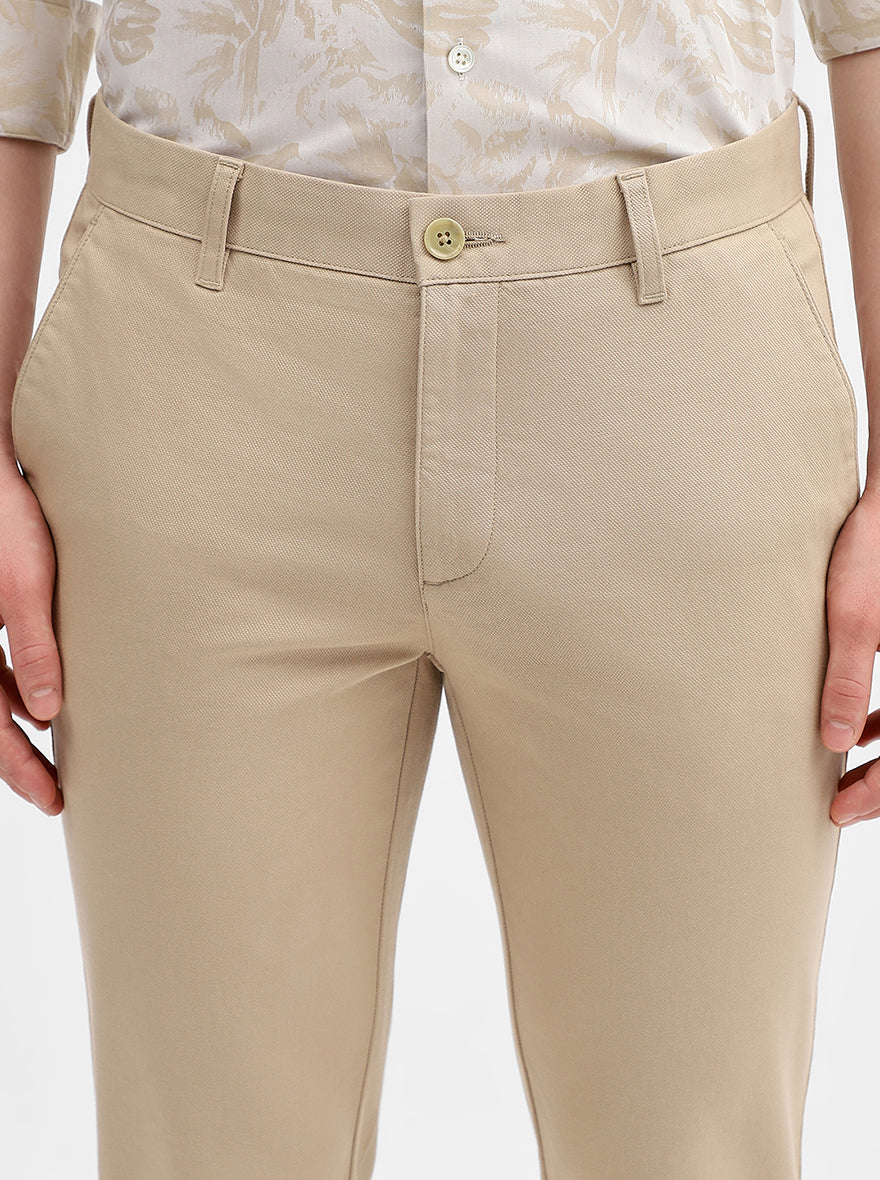 Fawn Solid Uno Fit Casual Trouser | JadeBlue
