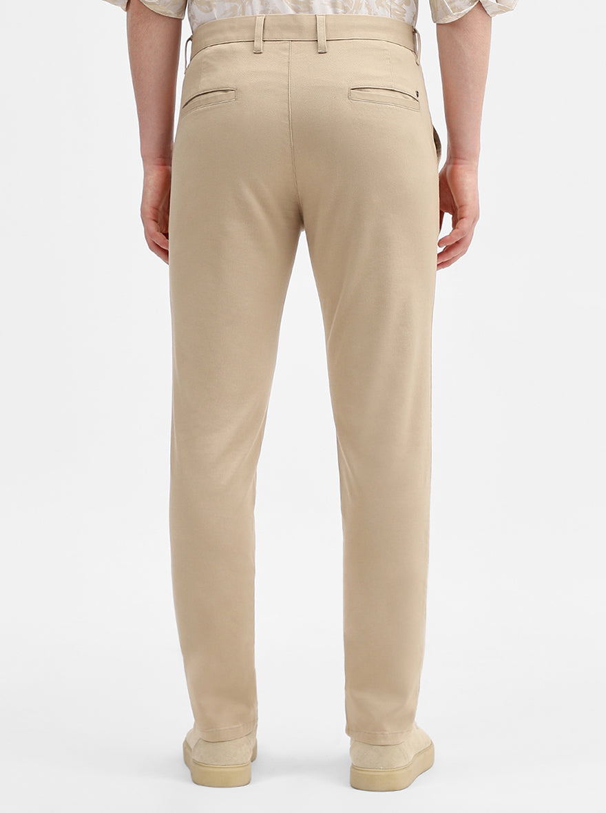Fawn Solid Uno Fit Casual Trouser | JadeBlue