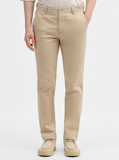 Fawn Solid Uno Fit Casual Trouser | JadeBlue
