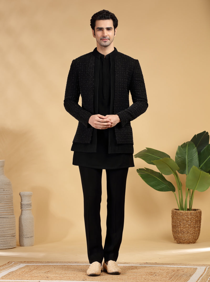 Black Embroidered Jodhpuri Suit | TULA