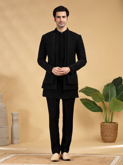 Black Embroidered Jodhpuri Suit | TULA