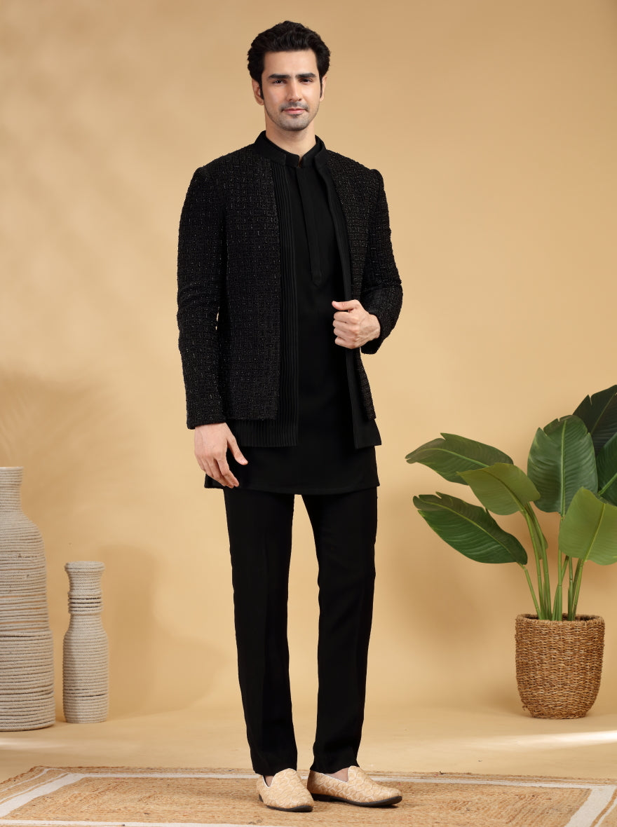 Black Embroidered Jodhpuri Suit | TULA