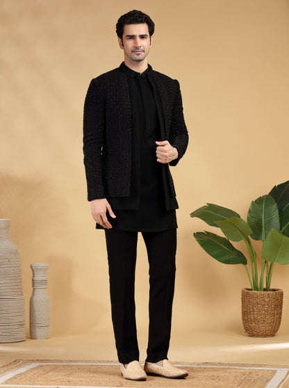 Black Embroidered Jodhpuri Suit | TULA